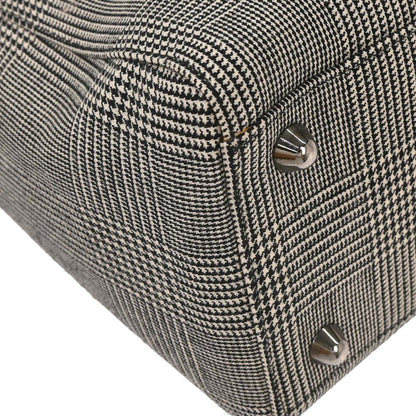 Christian Dior Vintage Lady Dior Houndstooth Canvas, Black, Canvas, Handbag