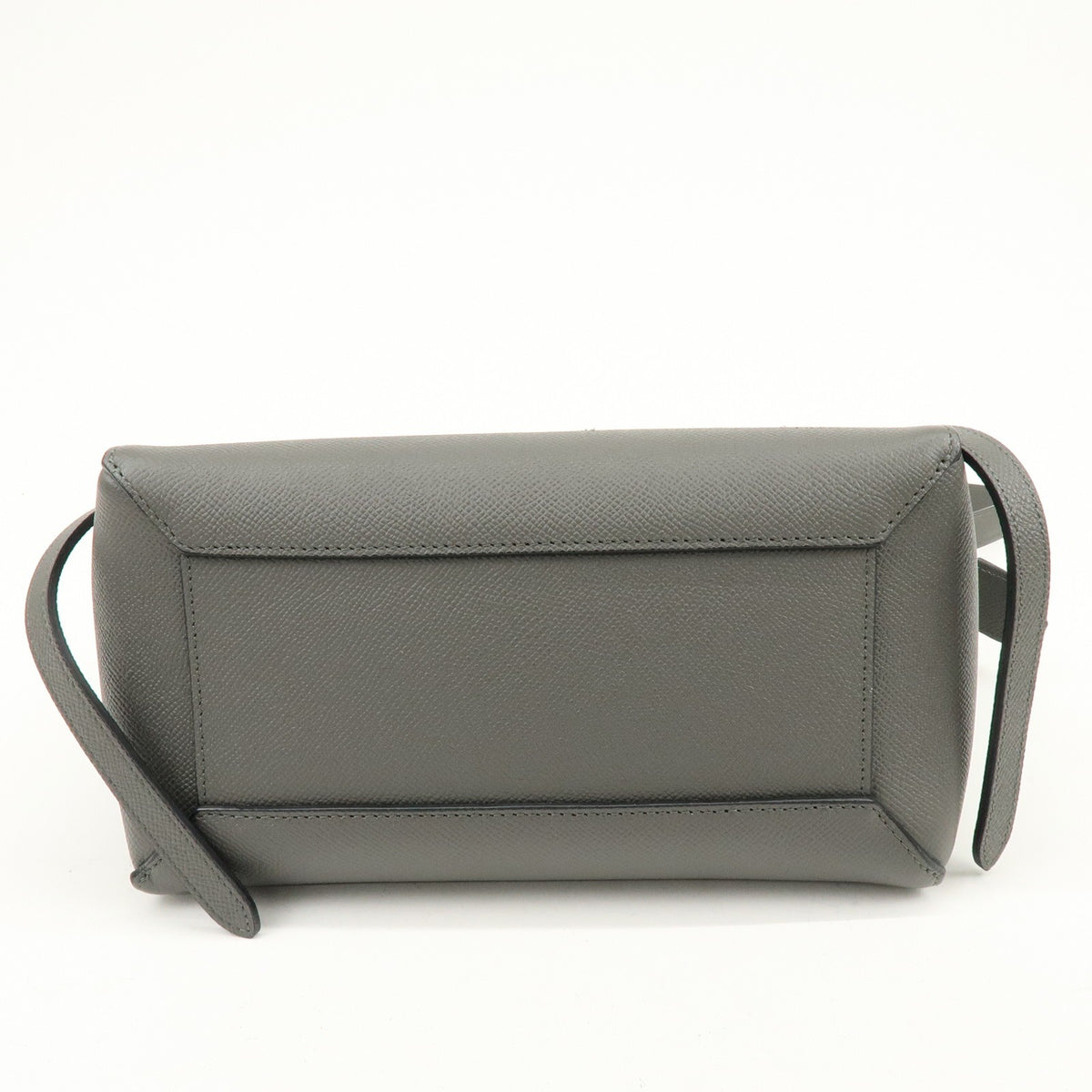 Celine Belt Textured Leather, Gray, Leather, Handbag