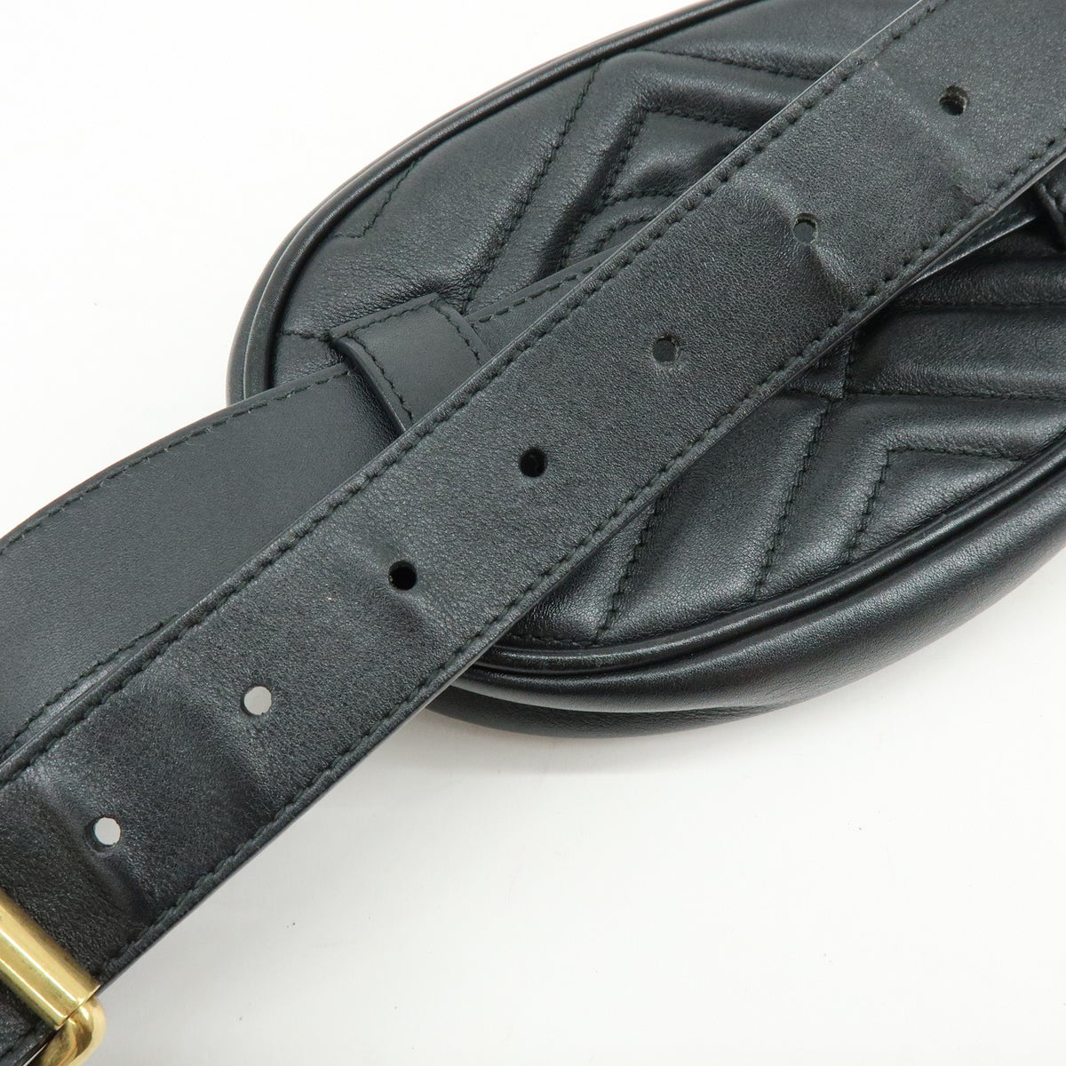 Gucci GG Marmont Belt Matelasse Leather, Black, Leather, Handbag
