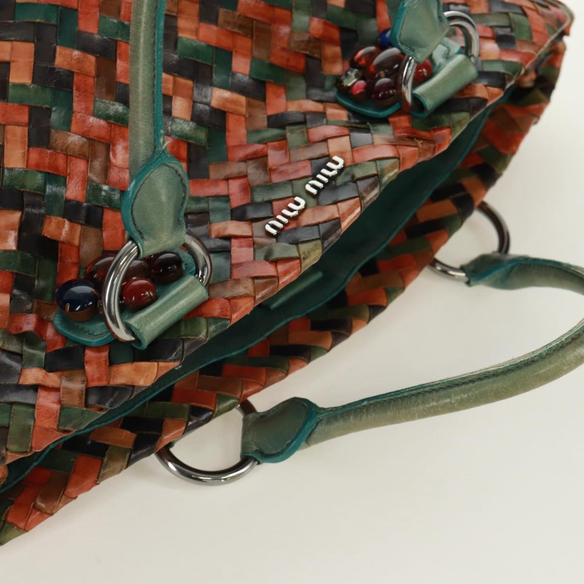 Miu Miu Chain Handle Pleated Leather, Multicolour, Leather, Handbag