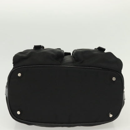 Prada Double Pocket Drawstring Tessuto, Black, Nylon, Shoulder Bag