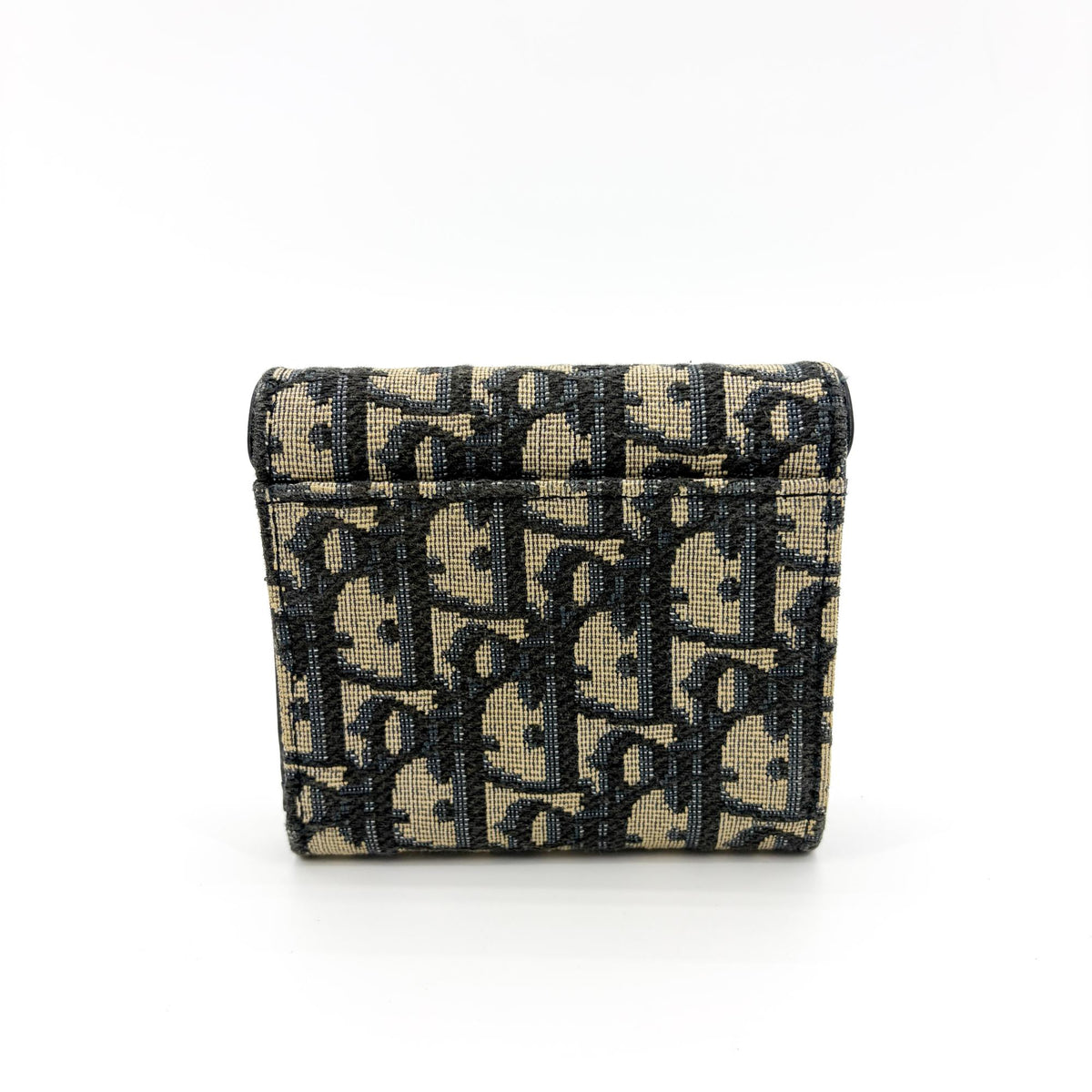 Christian Dior Saddle Flap Oblique Canvas, Navy, Canvas, Wallet