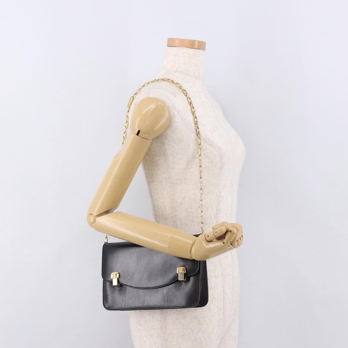 Celine Shoulder Leather, Black, Leather, Shoulder Bag