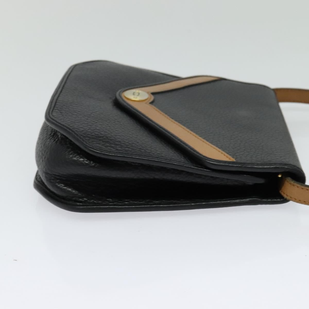 Christian Dior Vintage CD Flap Leather, Black, Leather, Shoulder Bag
