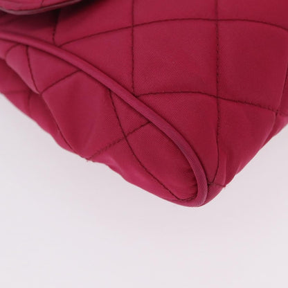 Prada Pushlock Chain Flap Quilted Tessuto, Pink, Nylon, Handbag