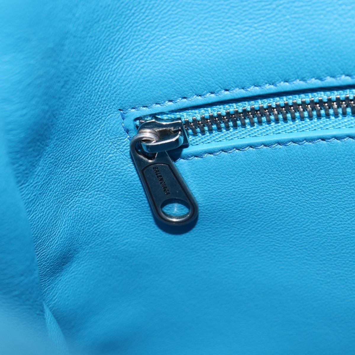 Balenciaga Leopolda Satin, Blue, Satin, Shoulder Bag