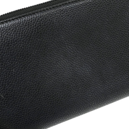 Chanel Portefeuille long CC logo Caviar Skin, Black, Leather, Wallet