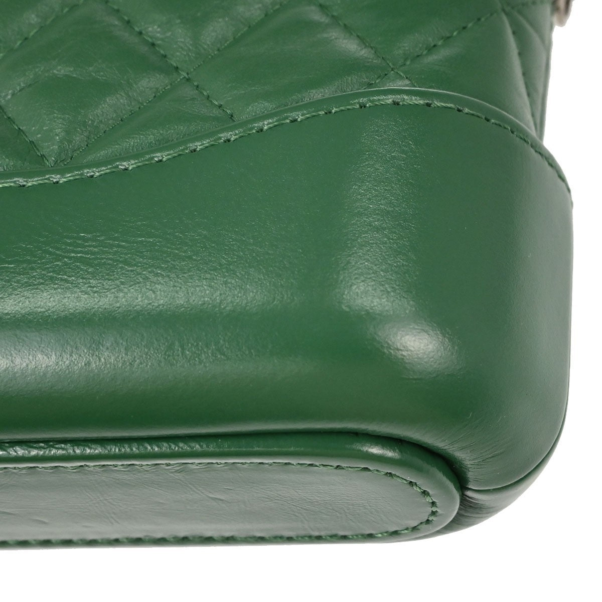 Chanel Gabrielle Double Zip Clutch with Chain Quilted Goatskin and Patent, Green, Leather, Clutch
