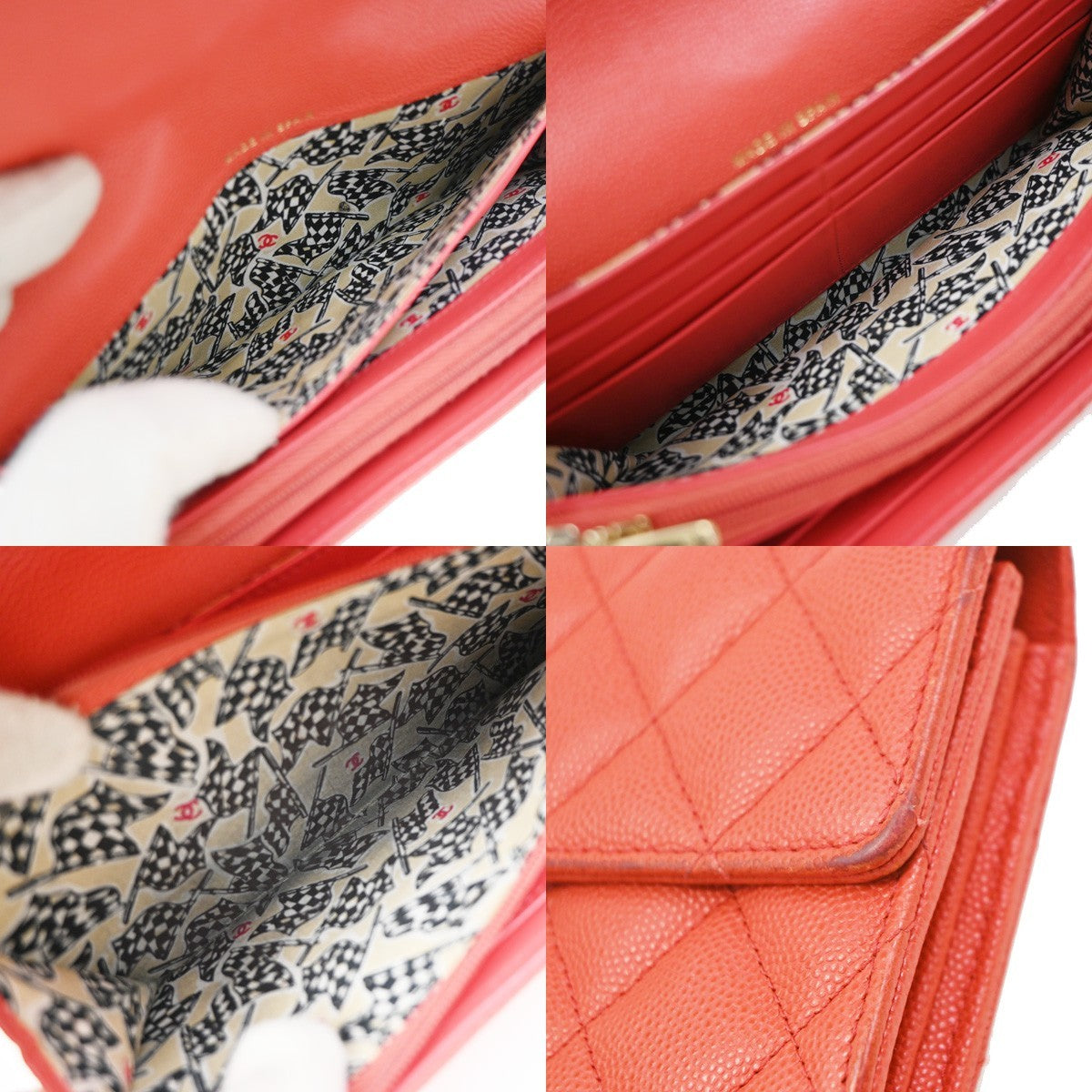 Chanel CC French Flap Quilted Calfskin, Red, Leather, Wallet
