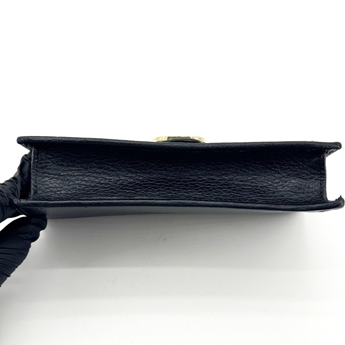 Gucci Interlocking Wallet on Chain Leather, Black, Leather, Shoulder Bag