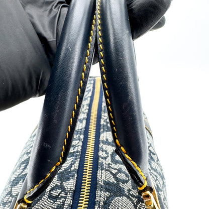 Christian Dior Vintage Trotter Boston Diorissimo Canvas, Blue, Canvas, Handbag
