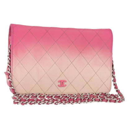 Chanel Wallet on Chain Quilted Ombre Lambskin, Pink, Leather, Crossbody Bag