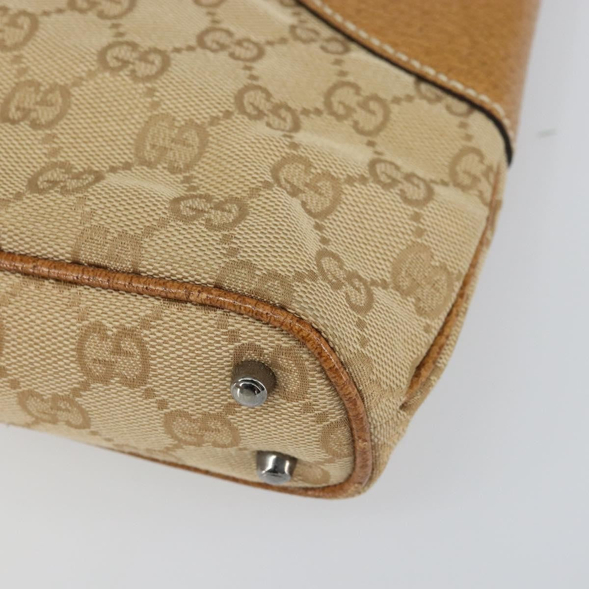 Gucci Vintage Ring Tote GG Canvas with Leather, Beige, Canvas, Tote Bag