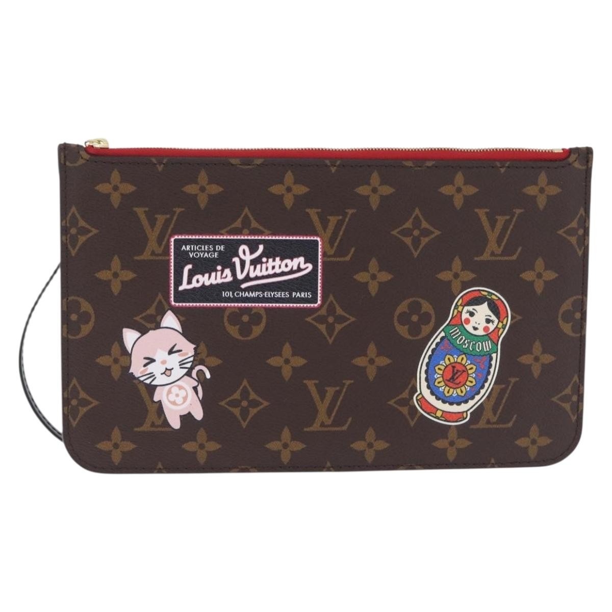 Louis Vuitton Neverfull Pochette Limited Edition World Tour Monogram Canvas, Brown, Canvas, Clutch