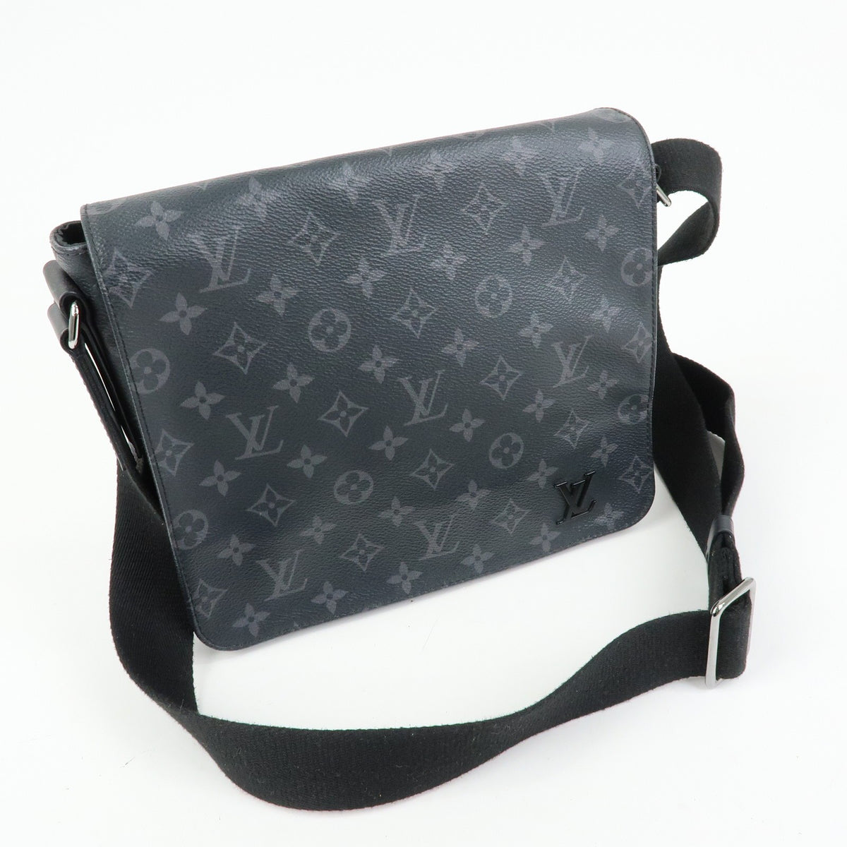 Louis Vuitton District Messenger Monogram Eclipse Canvas, Gray, Canvas, Handbag