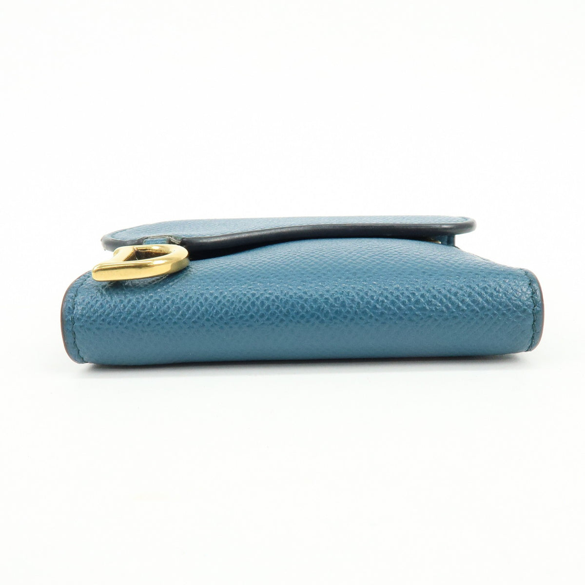 Christian Dior Saddle Flap Leather, Blue, Leather, Wallet