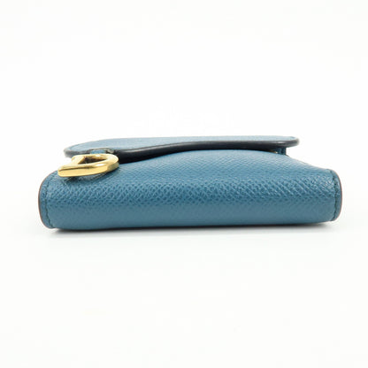 Christian Dior Saddle Flap Leather, Blue, Leather, Wallet