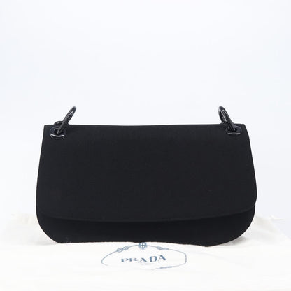 Prada Plastic Chain Flap Bag Canvas, Black, Cotton, Shoulder Bag