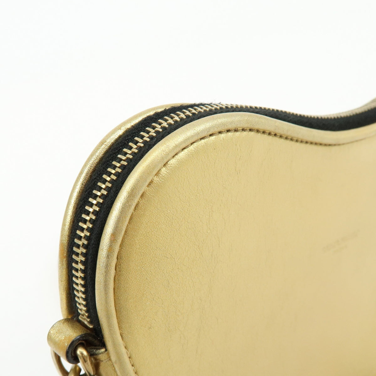 Saint Laurent Love Heart Tassel Chain Leather, Gold, Leather, Handbag