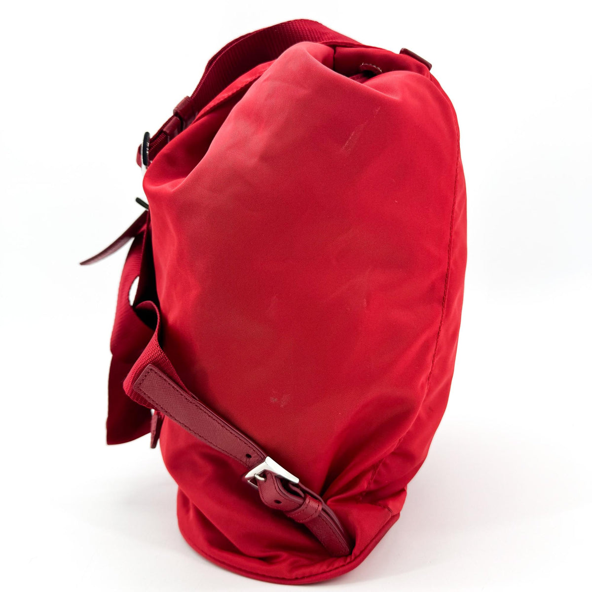 Prada Front Zip Drawstring Tessuto, Red, Nylon, Backpack