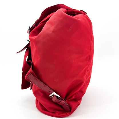 Prada Front Zip Drawstring Tessuto, Red, Nylon, Backpack