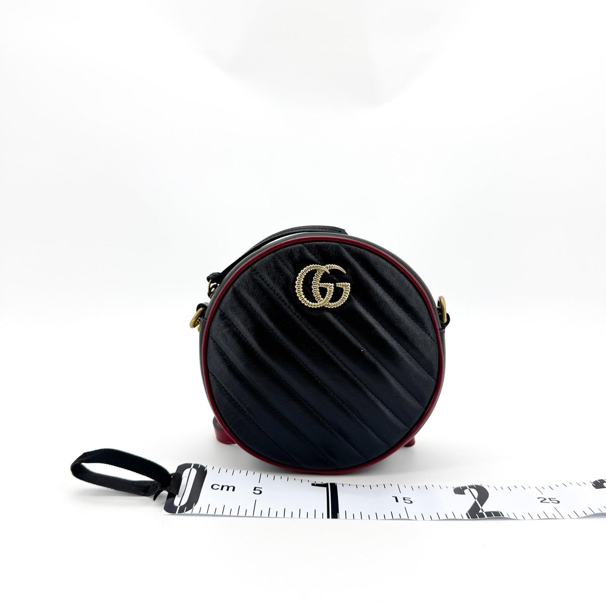 Gucci GG Marmont Round Matelasse Leather, Black, Leather, Shoulder Bag