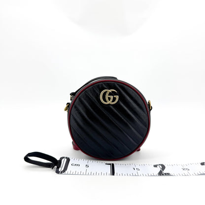Gucci GG Marmont Round Matelasse Leather, Black, Leather, Shoulder Bag