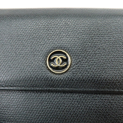 Chanel CC Button Coin Purse Leather, Black, Calfskin, Card Holder