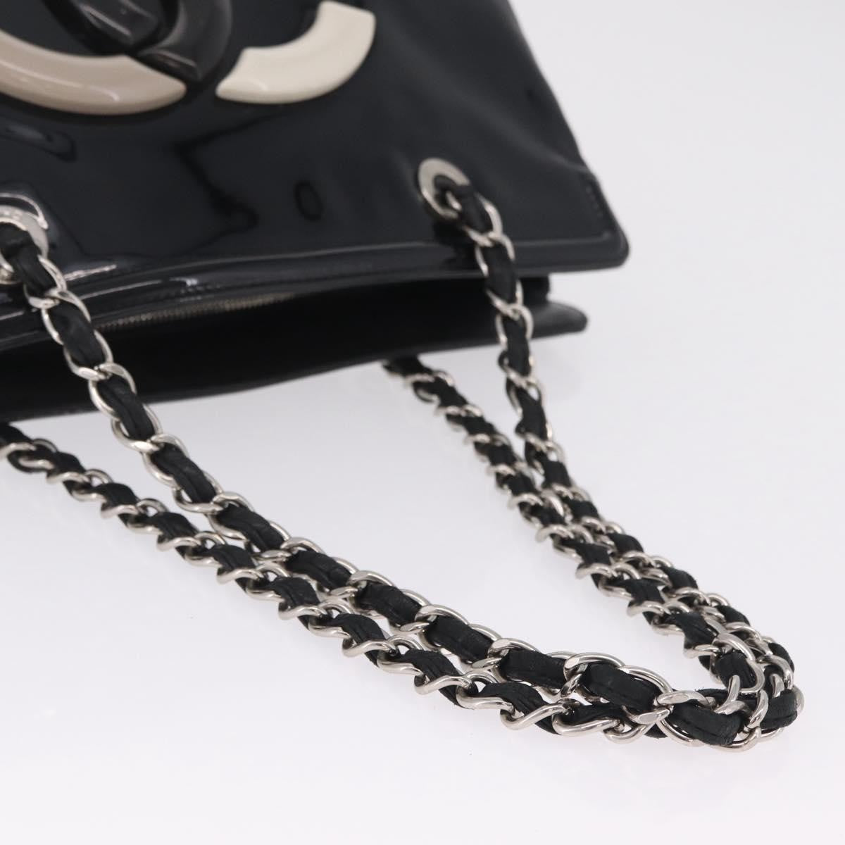 Chanel Lipstick Open Patent Vinyl, Black, Patent Leather, Tote Bag