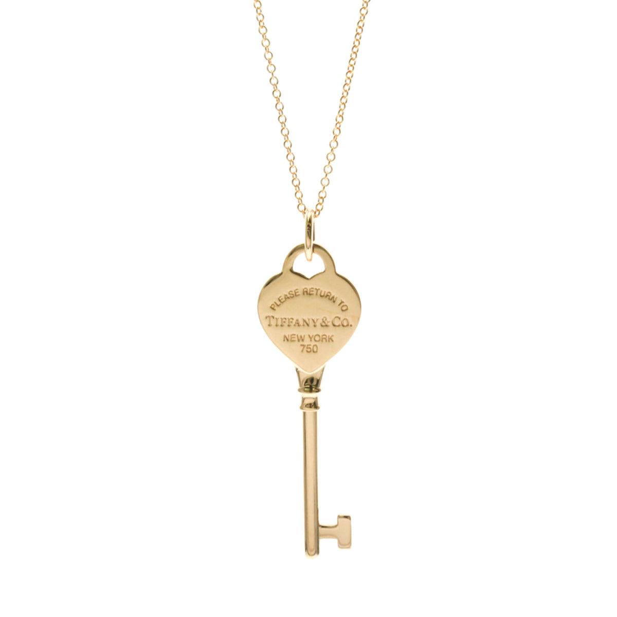 Tiffany & Co. Heart Key Pendant 18K Rose Gold with Diamonds, Gold, Pink Gold, Necklace