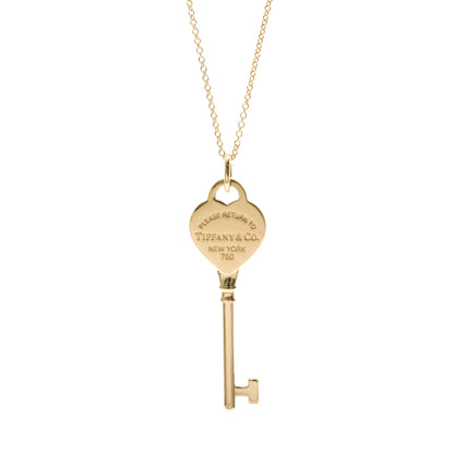 Tiffany & Co. Heart Key Pendant 18K Rose Gold with Diamonds, Gold, Pink Gold, Necklace