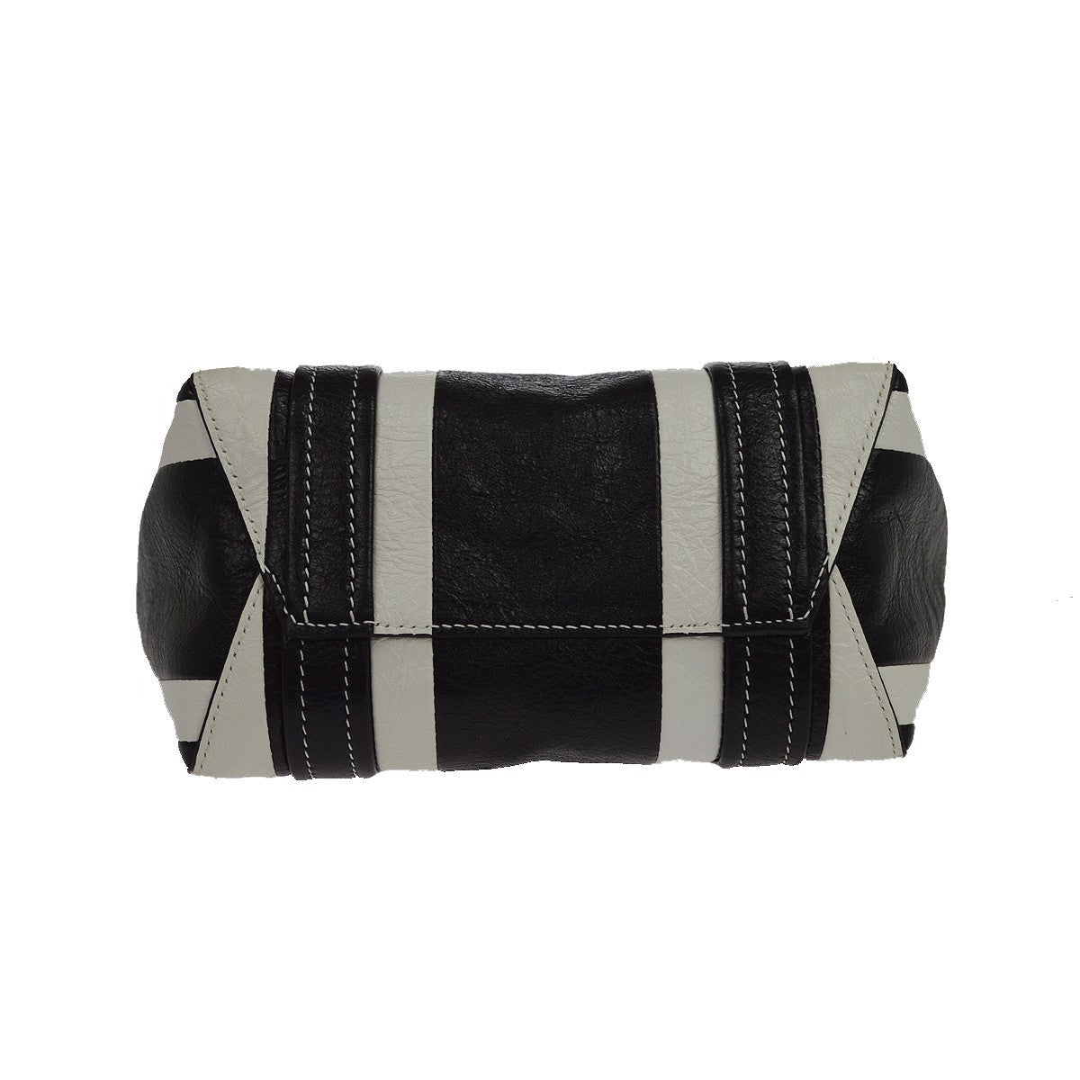 Balenciaga Barbes East West Shopper Tote Striped Leather, Black, Leather, Tote Bag