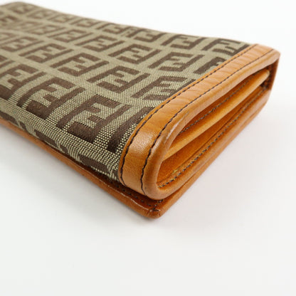 Fendi Bifold Zucca Coated Canvas, Beige, Canvas, Wallet