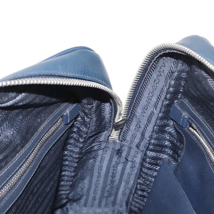 Prada Convertible Zip Around Saffiano Leather, Navy, Leather, Briefcase