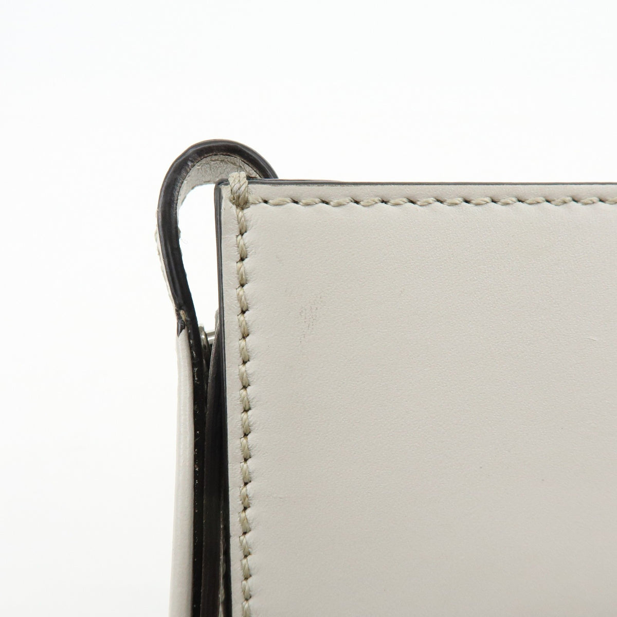 Fendi Logo Cut-Out Handle Shopper Embossed Leather, Gray, Leather, Tote Bag