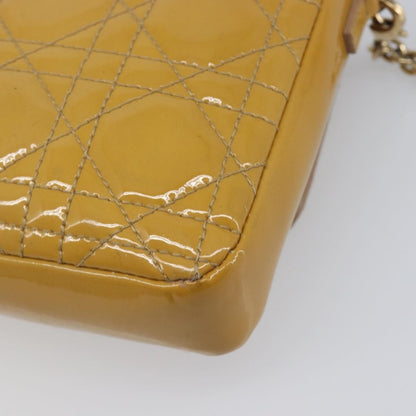 Christian Dior New Lock Cannage Quilt Patent, Yellow, Patent Leather, Clutch