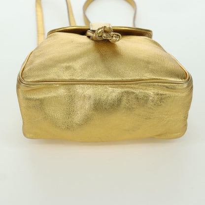 Bottega Veneta Backpack Leather with Intrecciato, Gold, Leather, Backpack