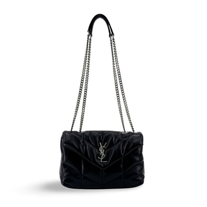 Saint Laurent Loulou Puffer Quilted Leather, Black, Leather, Shoulder Bag