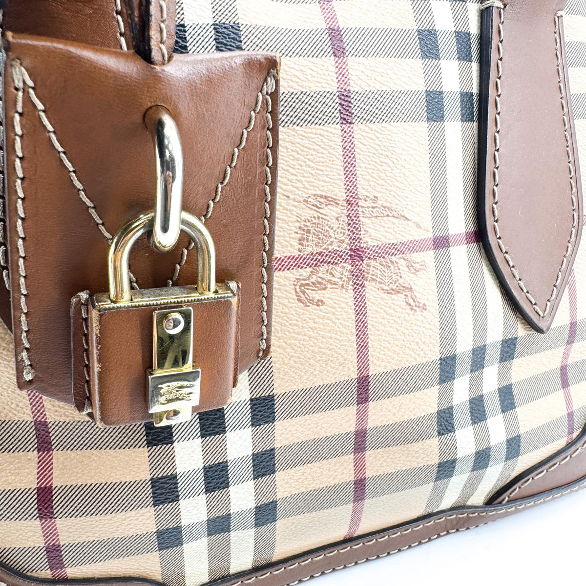 Burberry Orchard Haymarket Coated Canvas, Brown, Canvas, Handbag