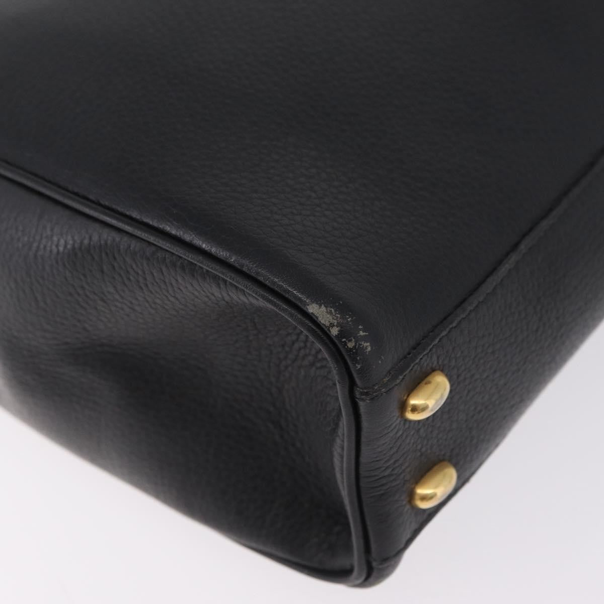 Celine Top Handle Leather, Black, Leather, Handbag