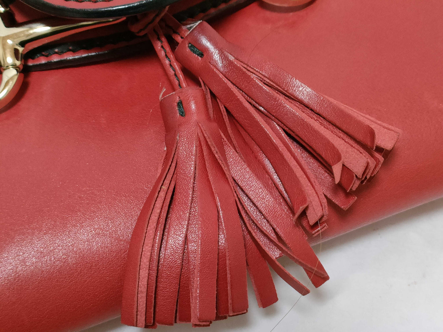 Gucci Emily Chain Flap Bag Leather, RED, LEATHER, Shoulder bag