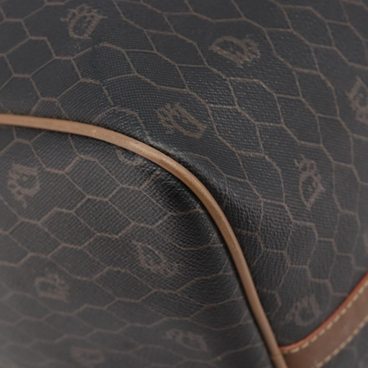Christian Dior Vintage Honeycomb Boston Canvas and Leather, Black, Canvas, Travel Bag