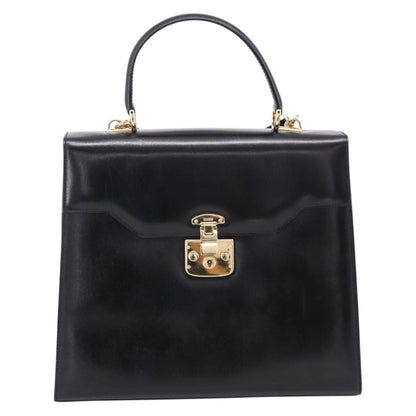 Gucci Vintage Lady Lock Top Handle Leather, Black, Leather, Handbag