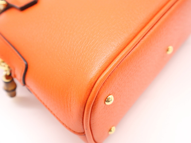 Gucci Diana NM Bamboo Handle Tote Leather, Orange, Leather, Handbag
