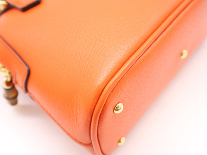 Gucci Diana NM Bamboo Handle Tote Leather, Orange, Leather, Handbag