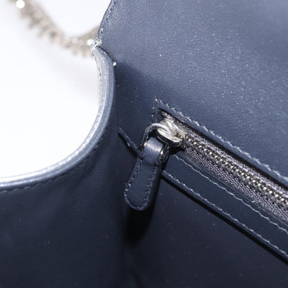 Christian Dior Diorama Flap Patent, Silver, Patent Leather, Handbag