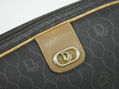 Christian Dior Vintage Honeycomb Canvas, Black, Canvas, Shoulder Bag