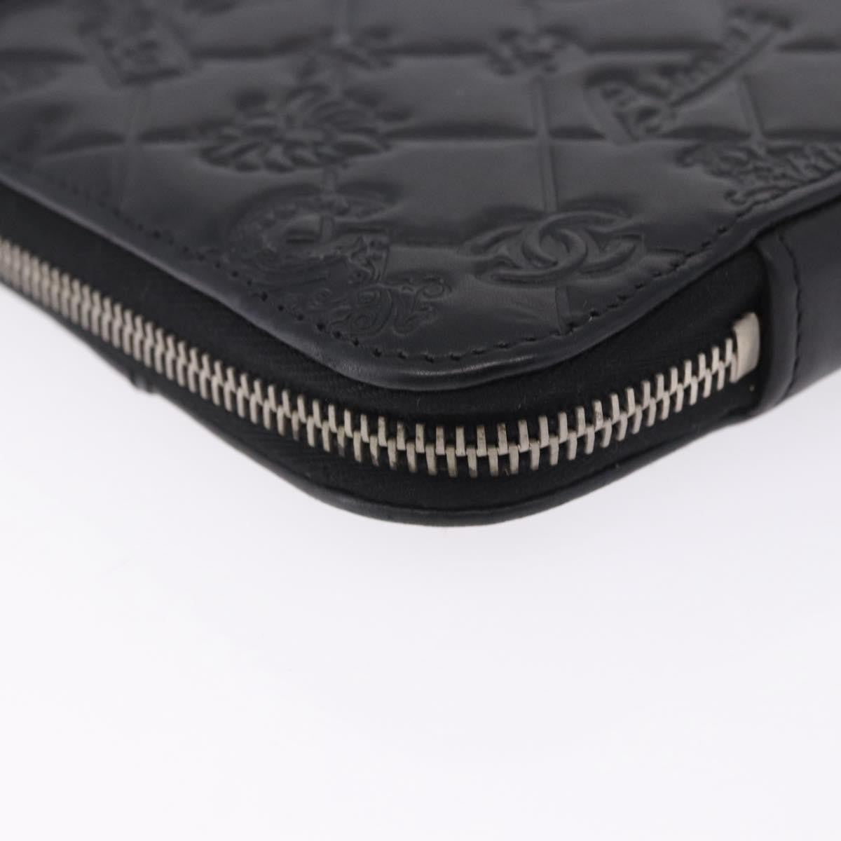 Chanel Zip Around iPad Case Quilted Lambskin, Black, Leather, Tech Accessory