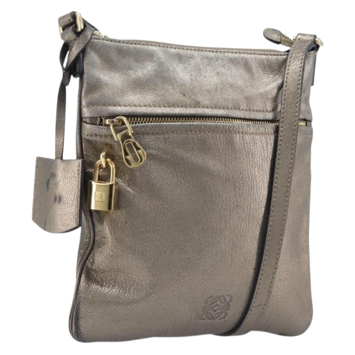Loewe Front Pocket Leather, Gold, Leather, Crossbody Bag