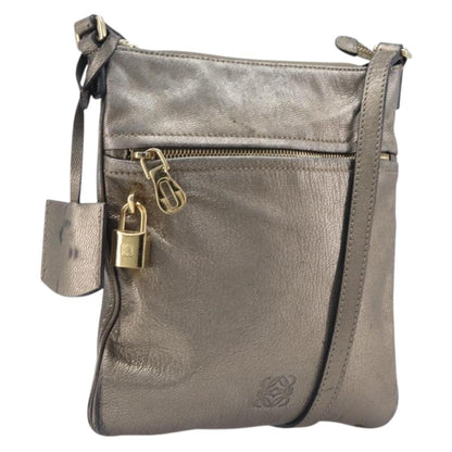 Loewe Front Pocket Leather, Gold, Leather, Crossbody Bag